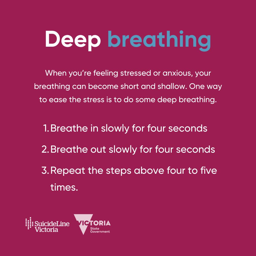 Mindfulness can feel tricky when trying to control your thoughts. Breathwork helps bring you back to centre when your mind drifts.

Try these simple techniques and explore more in our guide: suicideline.org.au/mental-health/…