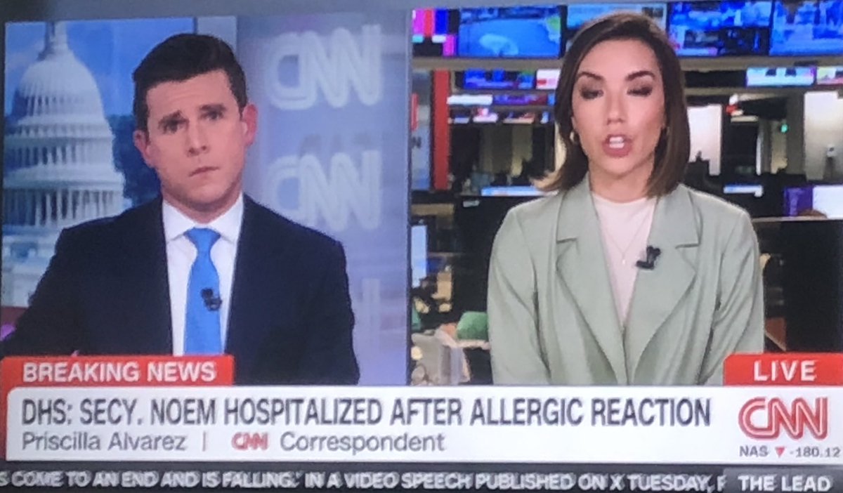 UPDATE:

<a href="/KristiNoem/">Kristi Noem</a> was hospitalized due to an allergic reaction.

Not sure if the culprit was botox or the truth.