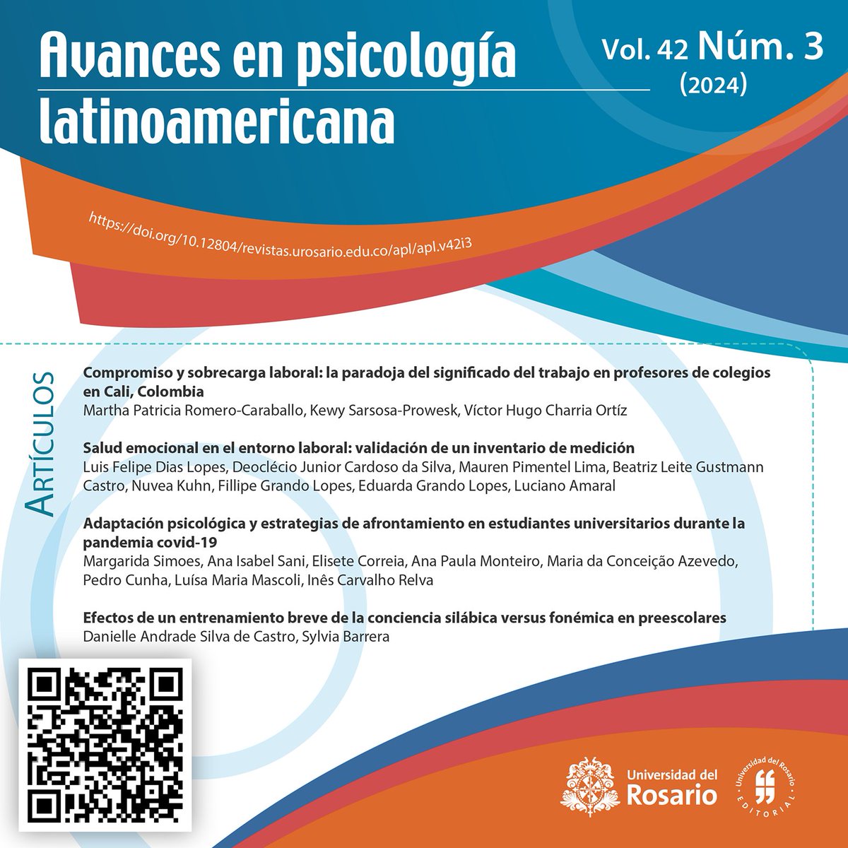 [NOVEDAD] Conoce los nuevos artículos que la #RevistaAvancesenPsicologíaLatinoamericana Vol. 42 Núm. 3 (2024) tiene para ti:

doi.org/10.12804/revis…

#LeeURosario #RevistasUR