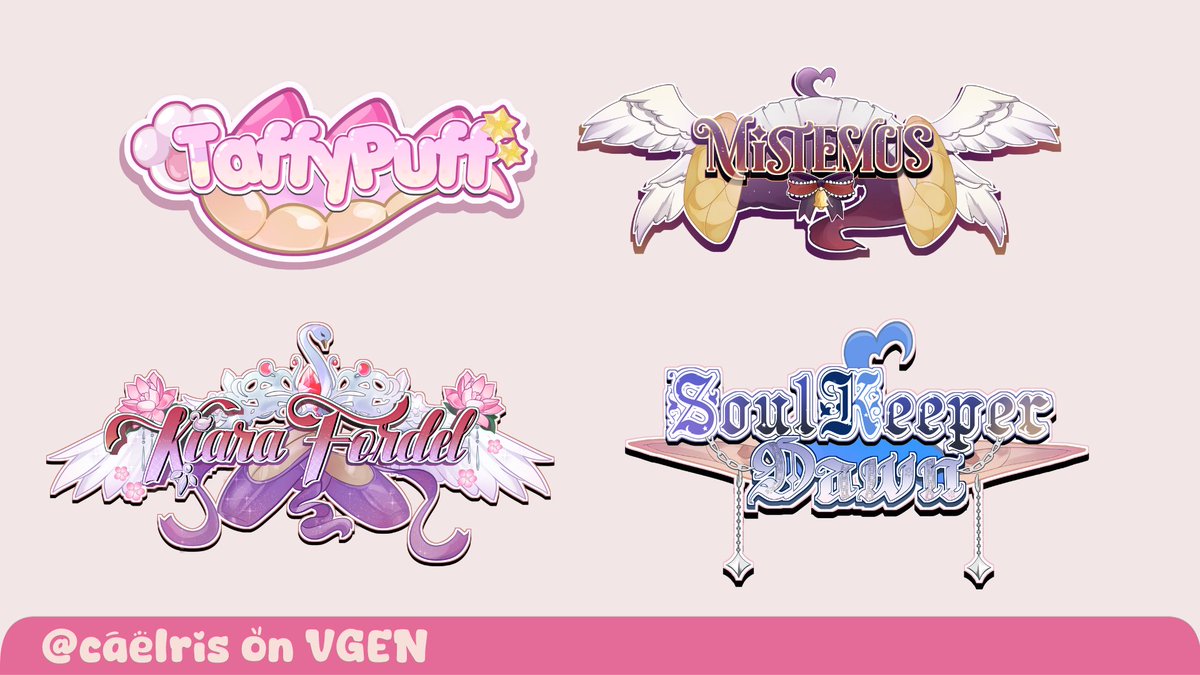 cael_is's tweet image. Vtuber Logo Commissions so far~ Thank you so much (๑'ᵕ'๑)⸝*
Uhm....Please help a girl out (◞‸ ◟)💧 so i can be verified on VGen.
#VGenComm #Vtuberlogo