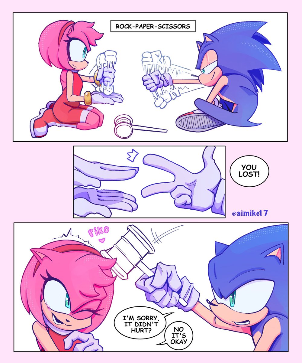 aimike17's tweet image. At least Sonic can always beat her because she always chooses paper
#SonicTheHedgehog #AmyRose #sonicfanart
