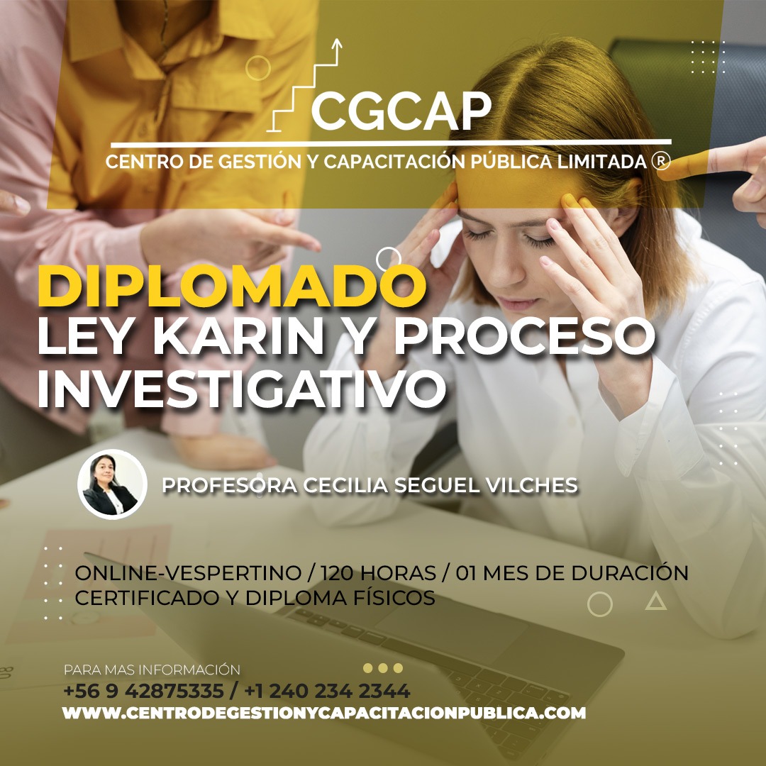 Te invitamos a la 8va versión del Diplomado "Ley Karin y Proceso Investigativo" a cargo de la abogada Cecilia Seguel. El programa analiza temas sobre situaciones complejas del ámbito laboral y relaciones del RRHH en lo público y/o privado. Inicio 08 de JUL de 2025. Te esperamos.