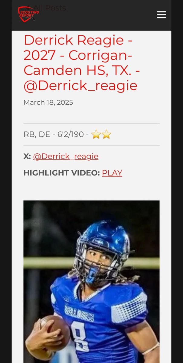 Derrick reagie (@derrick_reagie) on Twitter photo Thanks for giving me a star ranking <a href="/SR_scouting/">Scouting Report</a> for my sophomore year. Next year planning and working towards having a outstanding year!! #bulldognation Thanks for giving me a star ranking <a href="/SR_scouting/">Scouting Report</a> for my sophomore year. Next year planning and working towards having a outstanding year!! #bulldognation