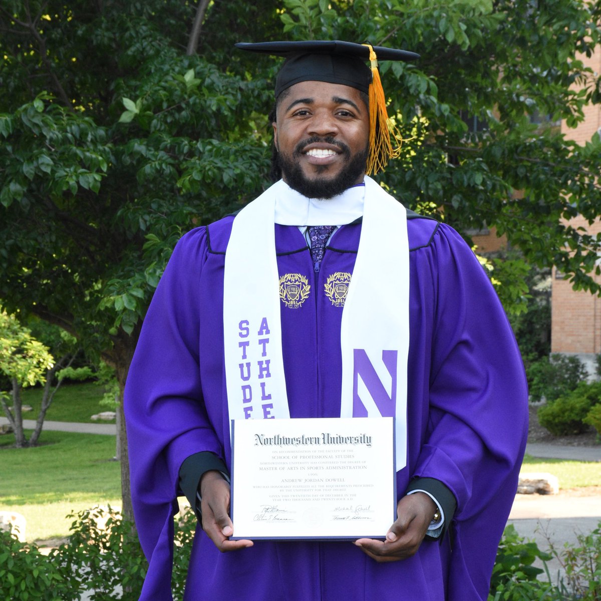 Andrew Dowell (@a1dowell) on Twitter photo Earning my Master’s while playing in the NFL was one of my toughest challenges, but also one of my proudest achievements! Job Finished. Mission Complete. ✔️🎓🏈 Earning my Master’s while playing in the NFL was one of my toughest challenges, but also one of my proudest achievements! Job Finished. Mission Complete. ✔️🎓🏈