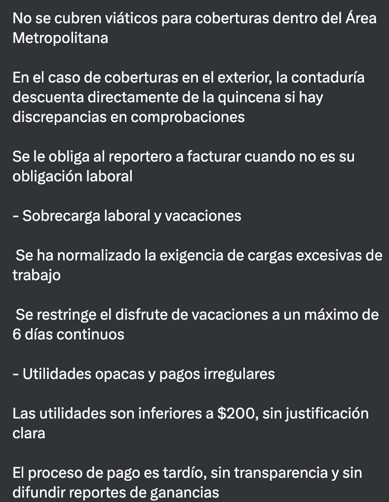 Parece que en el gran diario de México <a href="/El_Universal_Mx/">El Universal</a> tampoco se respetan los derechos laborales.
<a href="/STPS_mx/">STPS México</a>  <a href="/SATMX/">SATMX</a> <a href="/PROFEDET/">Procuraduría Federal de la Defensa del Trabajo</a>