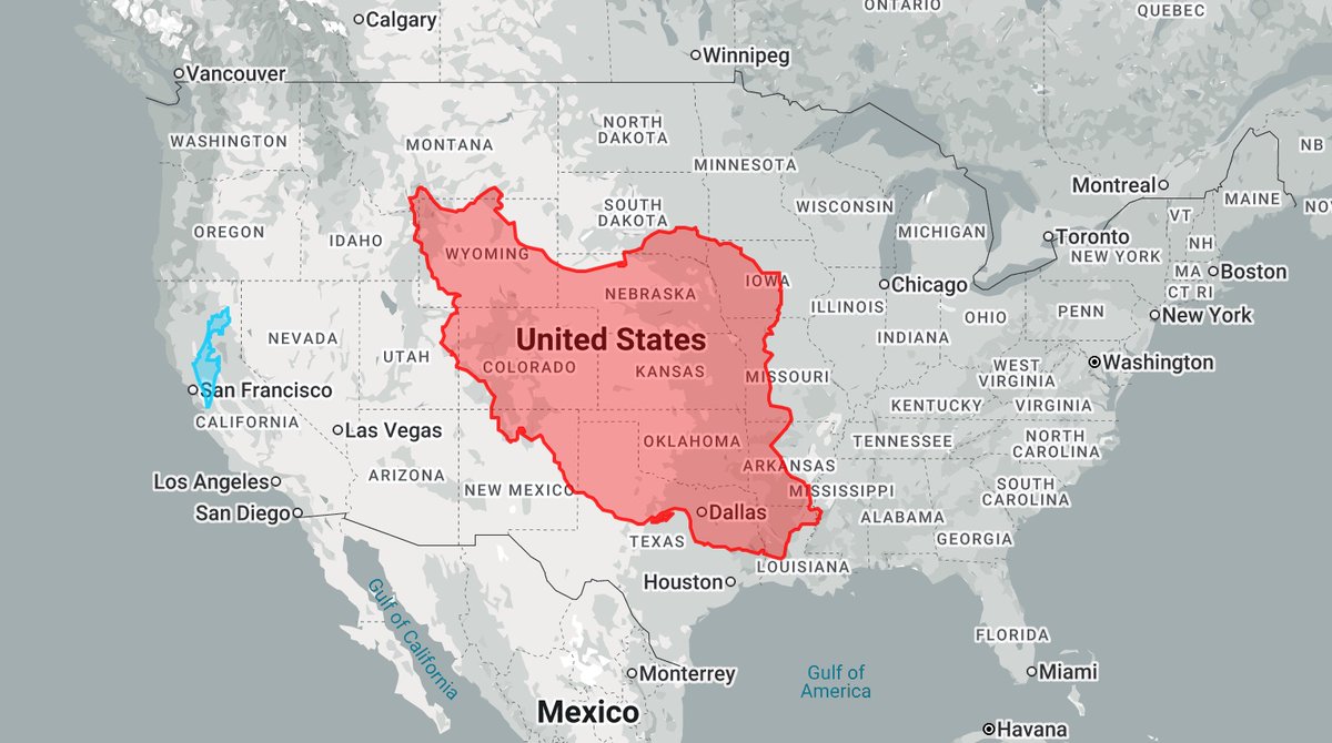 Outline of Iran over the U.S. to show scale of the place. It is huge. More than twice the size of Texas. 

Explains why it is so hard to find TELs even with air superiority. 

Really far from Israel too. Tried to show appox distance here. Getting to Tehran from Israel is like