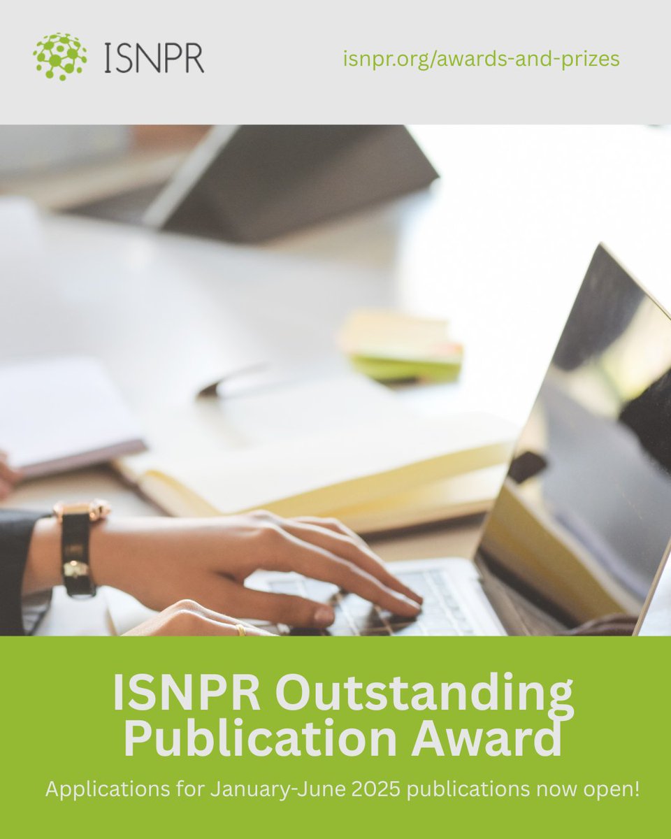 _ISNPR's tweet image. 2 weeks left to get your applications in for our ISNPR Outstanding Publication Award!

If you’re a student, early- or mid-career researcher, this is for you.

Submit your application for consideration before June 30👉 isnpr.org/awards-and-pri…