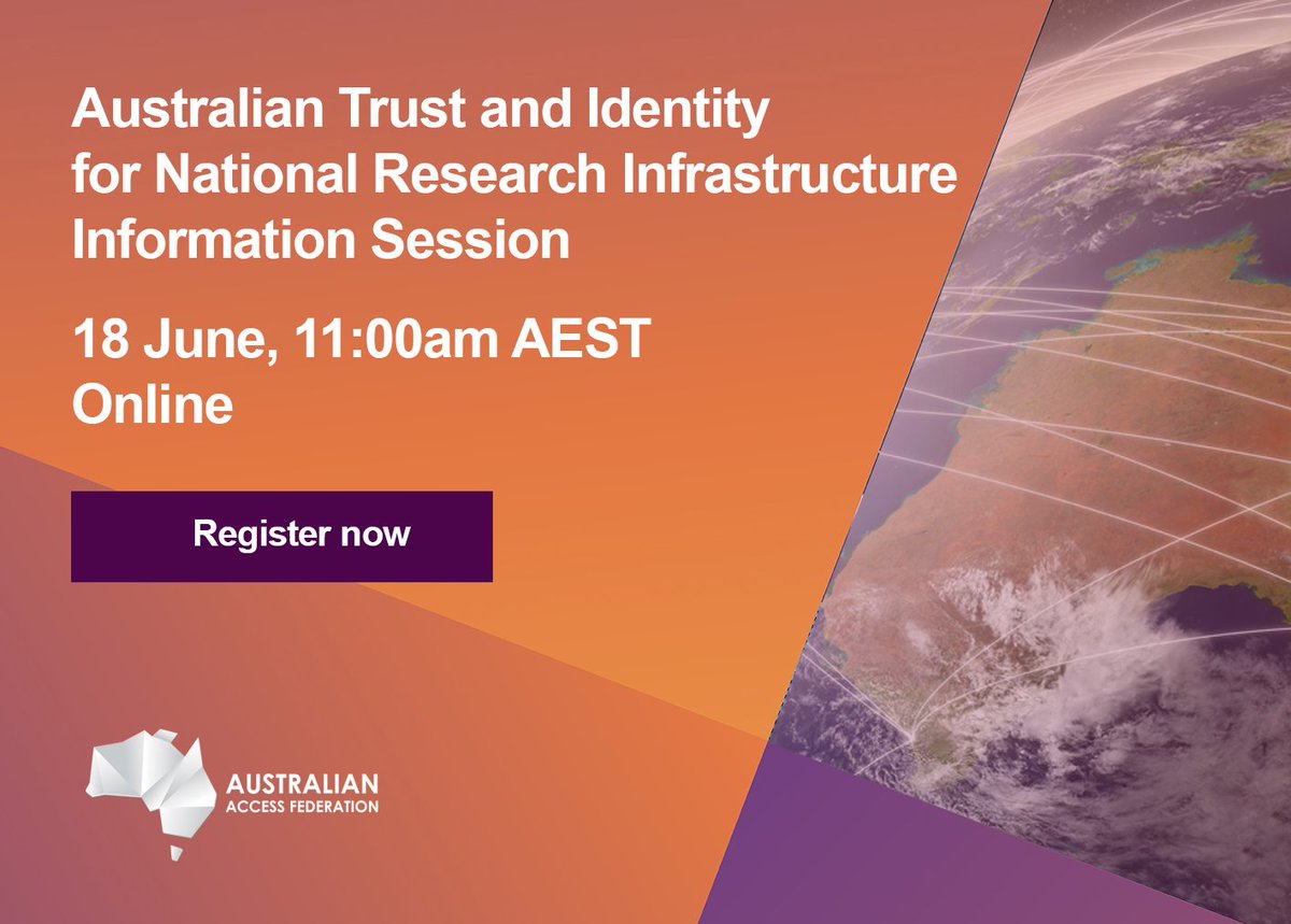 Australian Access Federation (@ausaccessfed) on Twitter photo 🗓 Starting soon: Australian Trust and Identity for National Research Infrastructure - Information Session | 18 June, 11am AEST #Online
Featuring guest speakers from
<a href="/NIFAus/">Australian National Imaging Facility</a>, <a href="/micro_au/">Microscopy Australia</a> and ACCESS-NRI.
Find out more and register now: aaf.edu.au/project/trust-… 🗓 Starting soon: Australian Trust and Identity for National Research Infrastructure - Information Session | 18 June, 11am AEST #Online
Featuring guest speakers from
<a href="/NIFAus/">Australian National Imaging Facility</a>, <a href="/micro_au/">Microscopy Australia</a> and ACCESS-NRI.
Find out more and register now: aaf.edu.au/project/trust-…