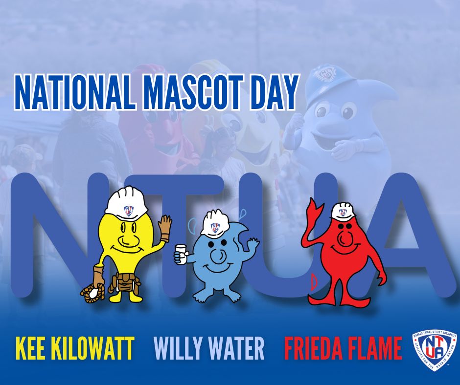 NTUAUtilities's tweet image. It’s #NationalMascotDay! We’d like to recognize our very own Kee Kilowatt, Willy Water and Frieda Flame who make special appearances throughout our community always brining smiles to everyone’s faces! #NavajoUtilities
