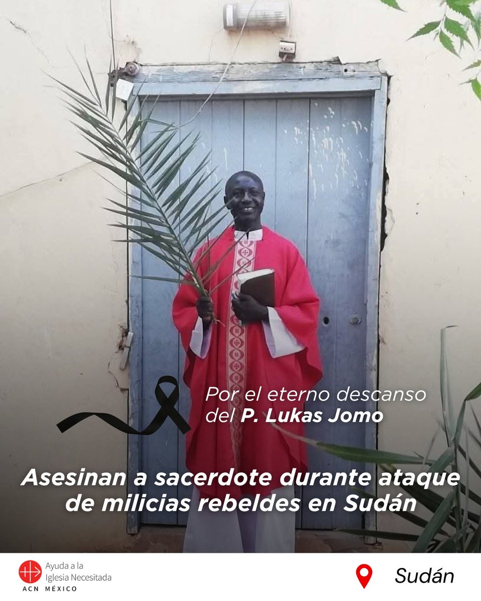 ACN se une al profundo dolor por el asesinato del padre Luka Jomo, quien perdió la vida el pasado viernes. Lamentablemente, el religioso fue alcanzado por una bala perdida. Leer más: bit.ly/SudánPadreLuka…