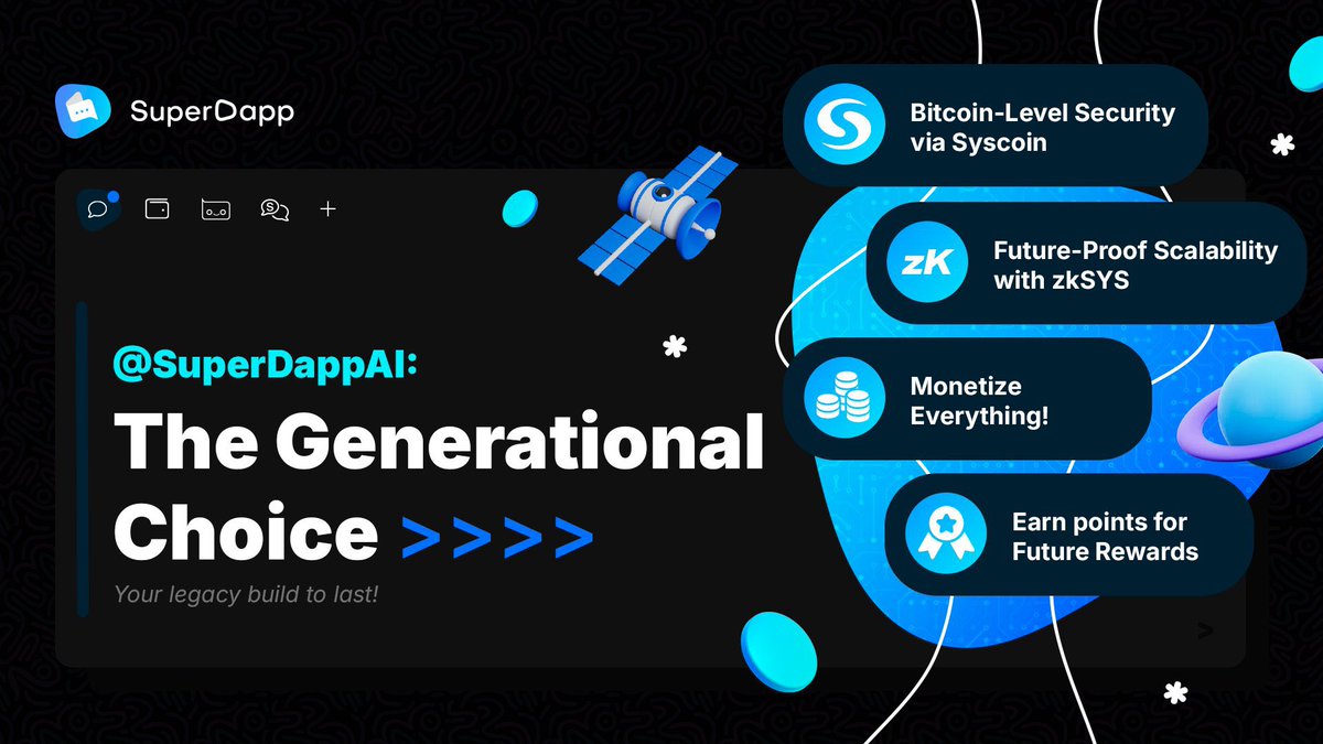 Holar221's tweet photo. With @SuperDappAI you can:
🎤 Teach what you know
🔐 Host exclusive communities
🎟️ Run paid events
💰 Earn while building value
All while earning points for growing your group.
#SuperDappAI #Web3 #zkSYS https://t.co/dnuhQvJ04a