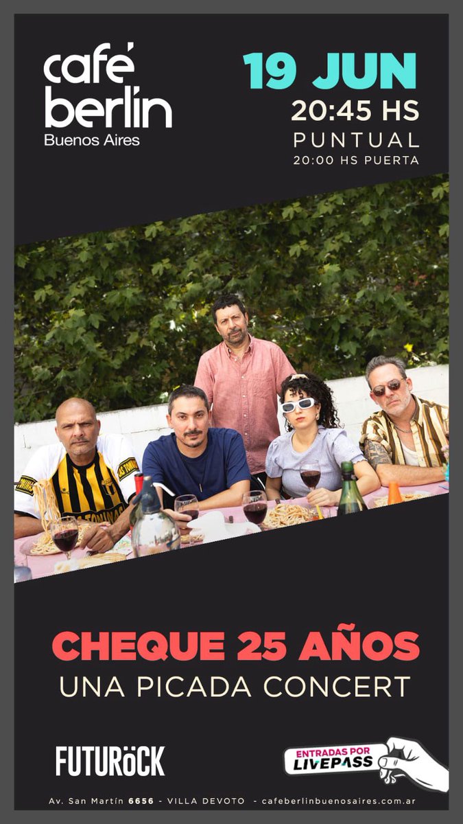 CHEQUE 25 AÑOS, CAFÉ CONCERT 🙌🏻

Este jueves nos encontramos para vivir una noche épica 🙀

¿Quienes vienen? 🤔