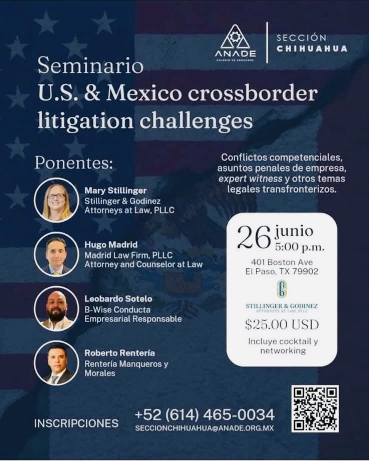 Nuestra firma estará en el Seminario “US &amp; México crossborder litigation challenges”, en El Paso, Texas organizado por <a href="/ANADEcolegio/">ANADE Colegio</a>. Leobardo Sotelo, Counsel titular del área de Criminal Law &amp; Compliance de #BWISE, participará  como ponente.

Construimos #EmpresasResponsables.