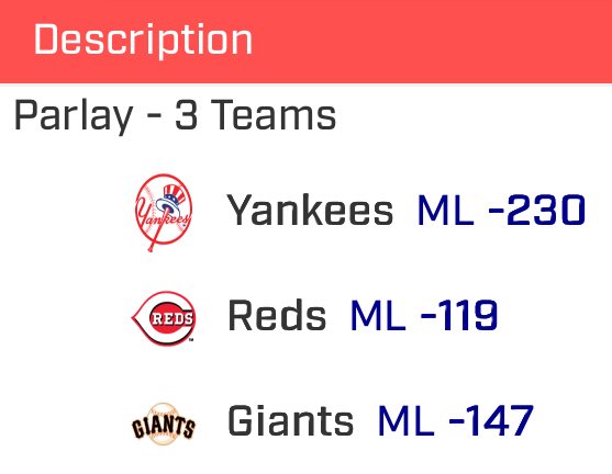 +345 let’s rip it. 

Yankees ML
Reds ML
Giants ML

Let’s. Bread. 🍞