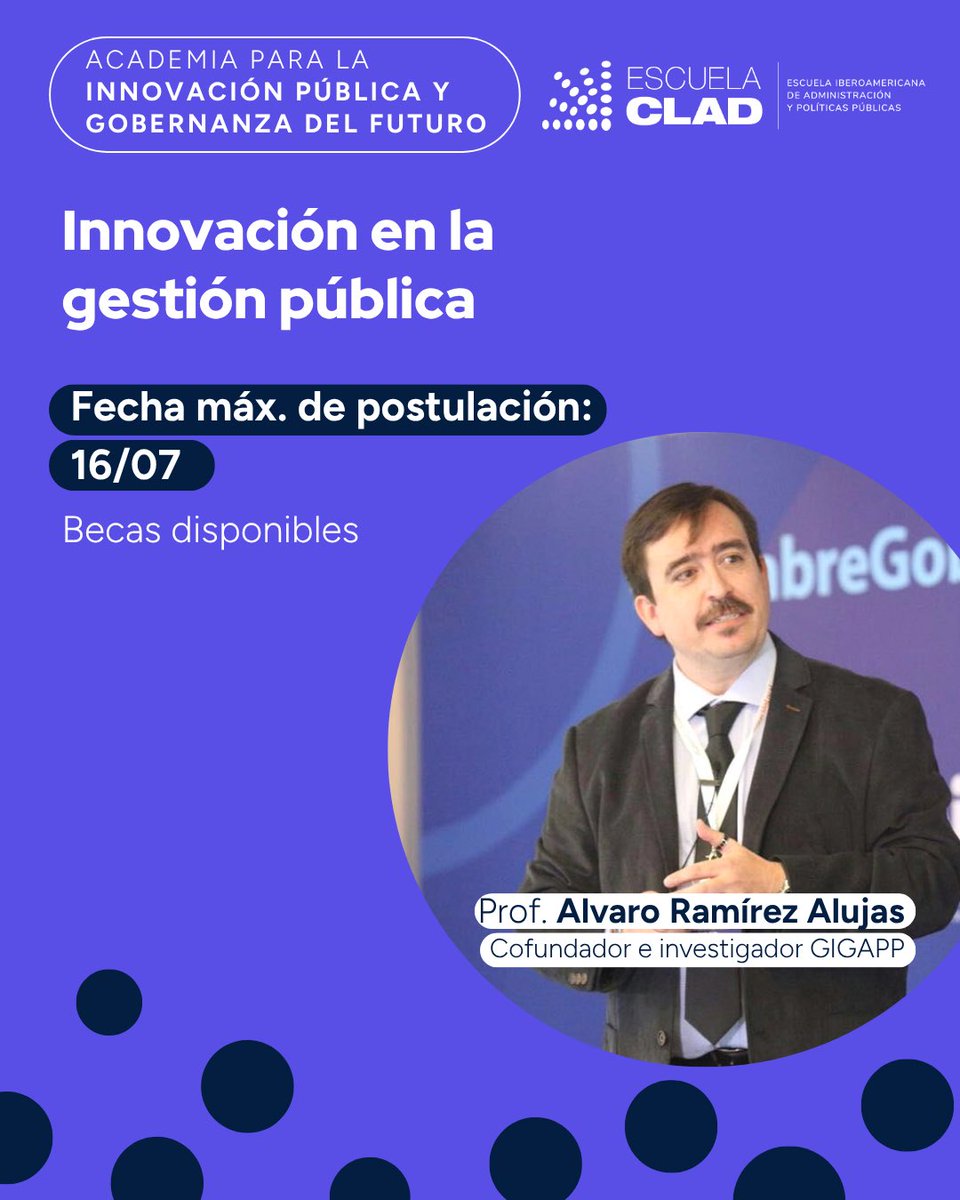 Innovación Pública & Gobierno Abierto (@diplogobabierto) on Twitter photo Curso internacional <a href="/CLAD_Org/">CLAD</a> «Innovación en la gestión pública» - Academia para la Innovación Pública y Gobernanza del Futuro, a cargo de Álvaro Ramírez Alujas <a href="/redmatriz/">Álvaro V. Ramírez-Alujas 👾</a>. Información, becas y matrículas en este enlace: clad.org/cladcourse/cur… #EscuelaCLAD <a href="/GIGAPP/">GIGAPP Iberoamérica</a> <a href="/TheOpenGovLab/">OpenGovLab</a> Curso internacional <a href="/CLAD_Org/">CLAD</a> «Innovación en la gestión pública» - Academia para la Innovación Pública y Gobernanza del Futuro, a cargo de Álvaro Ramírez Alujas <a href="/redmatriz/">Álvaro V. Ramírez-Alujas 👾</a>. Información, becas y matrículas en este enlace: clad.org/cladcourse/cur… #EscuelaCLAD <a href="/GIGAPP/">GIGAPP Iberoamérica</a> <a href="/TheOpenGovLab/">OpenGovLab</a>