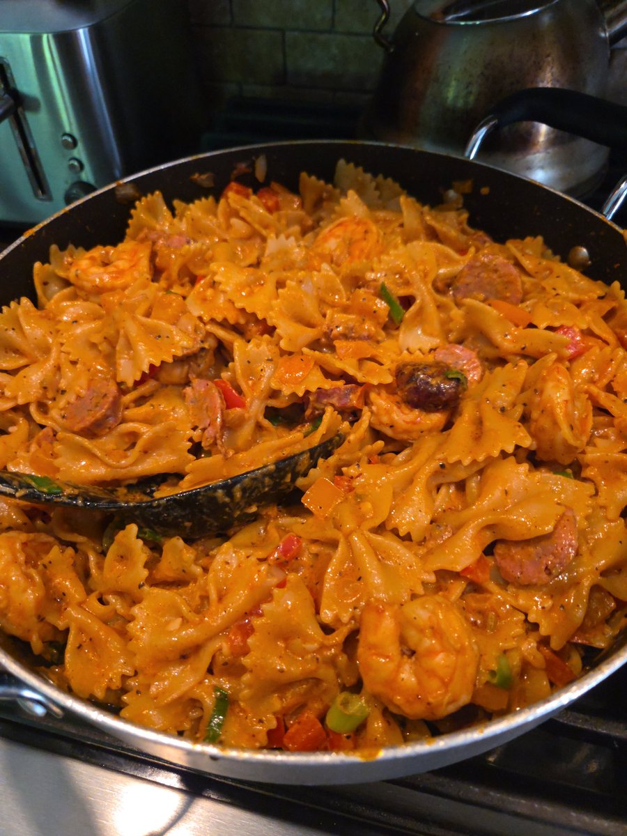 I made pastalaya today for the first time using up a bunch of on hand fridge items.  Everything that shouldn't have went in, went in!