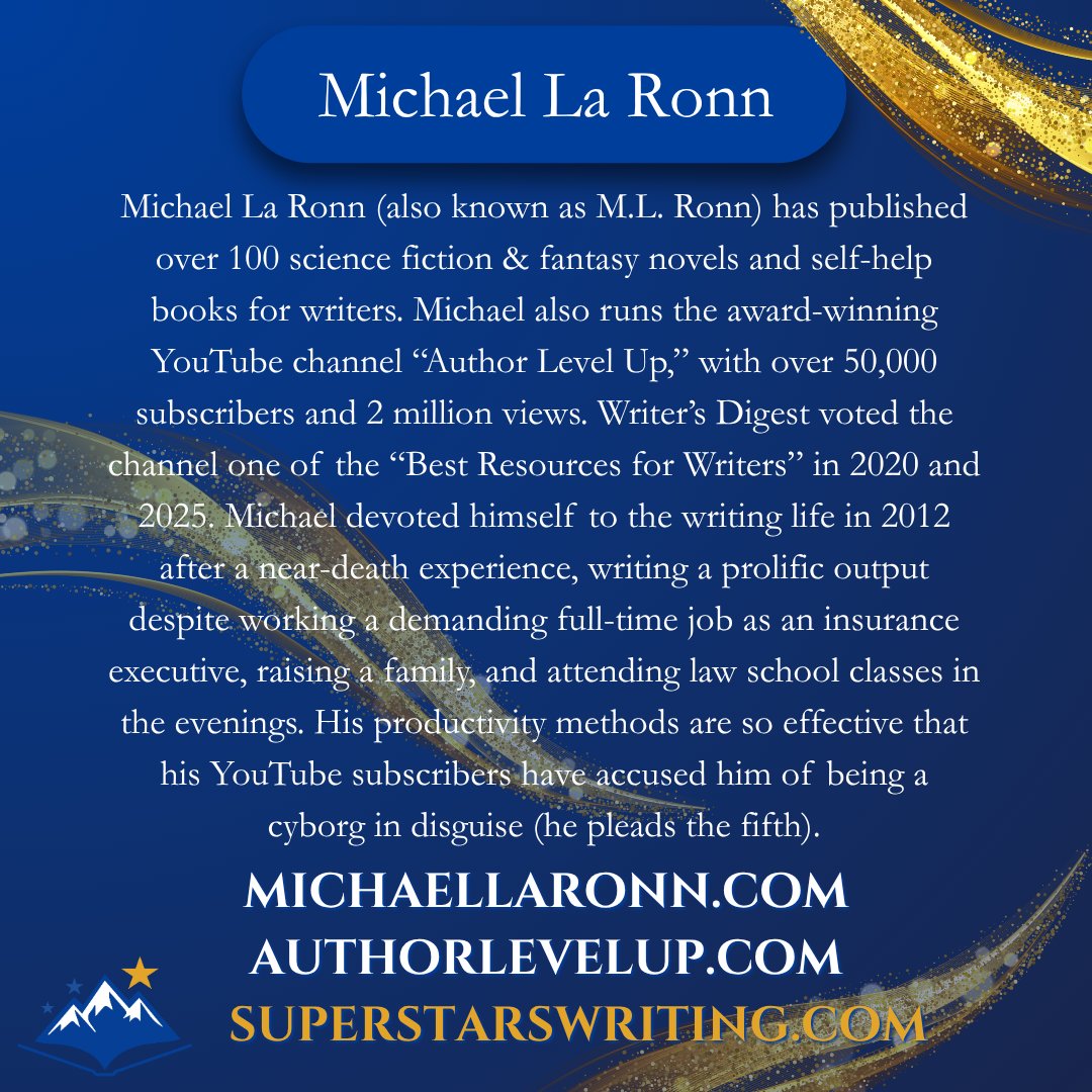 SuperstarsWrite's tweet image. Learn the business of writing from experienced professionals, including @MichaelLaRonn, at Superstars Writing Seminars! Feb 5-7 2026. Registration for February 2026 is live now. Register by 9/30 to save $100! superstarswriting.com #writingconference #writercommunity