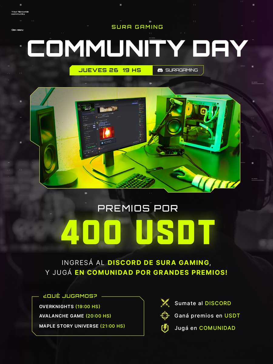 Sura Gaming (@suragamingteam) on Twitter photo ๐๐ช๐ง๐ ๐๐ค๐ข๐ข๐ช๐ฃ๐๐ฉ๐ฎ ๐๐๐ฎ ๐๐๐๐๐๐คฬ๐ฃ ๐๐ ๐๐ช๐ฃ๐๐ค
๐
Te esperamos el en discord el 26 de junioa las โฐ19hs ๐ฆ๐ท para jugar juntos ๐๐ซ๐๐ง๐ ๐ฃ๐๐๐๐ฉ๐จ, ๐ผ๐ซ๐๐ก๐๐ฃ๐๐๐ ๐๐๐ข๐ ๐ฎ ๐ข๐๐ฅ๐ก๐ ๐จ๐ฉ๐ค๐ง๐ฎ ๐ช๐ฃ๐๐ซ๐๐ง๐จ๐ ,mientras participan y regalamos ๐ฐ๐ฌ๐ฌ ๐๐ช๐ง๐ ๐๐ค๐ข๐ข๐ช๐ฃ๐๐ฉ๐ฎ ๐๐๐ฎ ๐๐๐๐๐๐คฬ๐ฃ ๐๐ ๐๐ช๐ฃ๐๐ค
๐
Te esperamos el en discord el 26 de junioa las โฐ19hs ๐ฆ๐ท para jugar juntos ๐๐ซ๐๐ง๐ ๐ฃ๐๐๐๐ฉ๐จ, ๐ผ๐ซ๐๐ก๐๐ฃ๐๐๐ ๐๐๐ข๐ ๐ฎ ๐ข๐๐ฅ๐ก๐ ๐จ๐ฉ๐ค๐ง๐ฎ ๐ช๐ฃ๐๐ซ๐๐ง๐จ๐ ,mientras participan y regalamos ๐ฐ๐ฌ๐ฌ