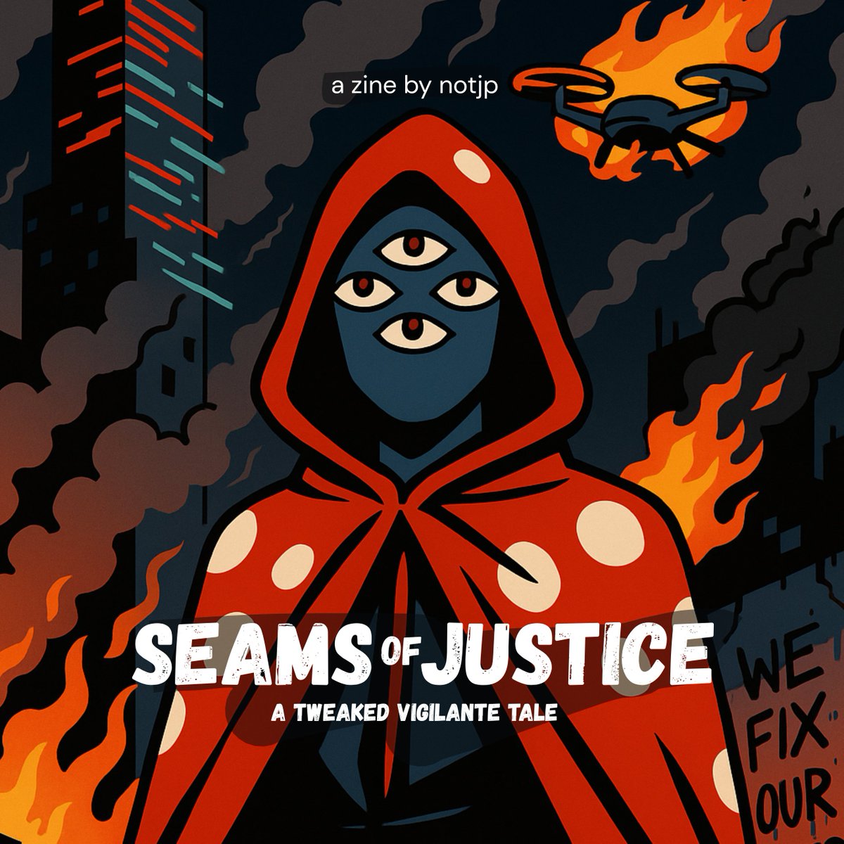 ZINE #2 just dropped — “Seams of Justice”
75 pages. Dope cover. Dark, stitched rebellion.
Always free to read.
30 copies only — 0.0025 ETH to mint.

Minting = collecting + supporting me &amp; the platform.
👉 niftytales.xyz/books/6851f509…