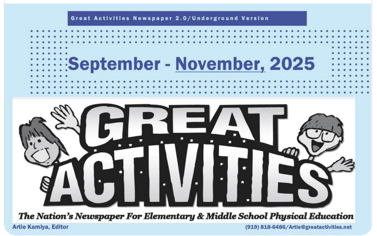 Received a cool Veteran's Day idea from the one-and-only Pete Charrette (Cap'n Pete). He writes: "Good luck with relaunching the FREE K-8 Great Activities Newspaper. I know this will be very successful as everything you do is TOP NOTCH!!!" Sign-up today &gt; ElementaryPE.com