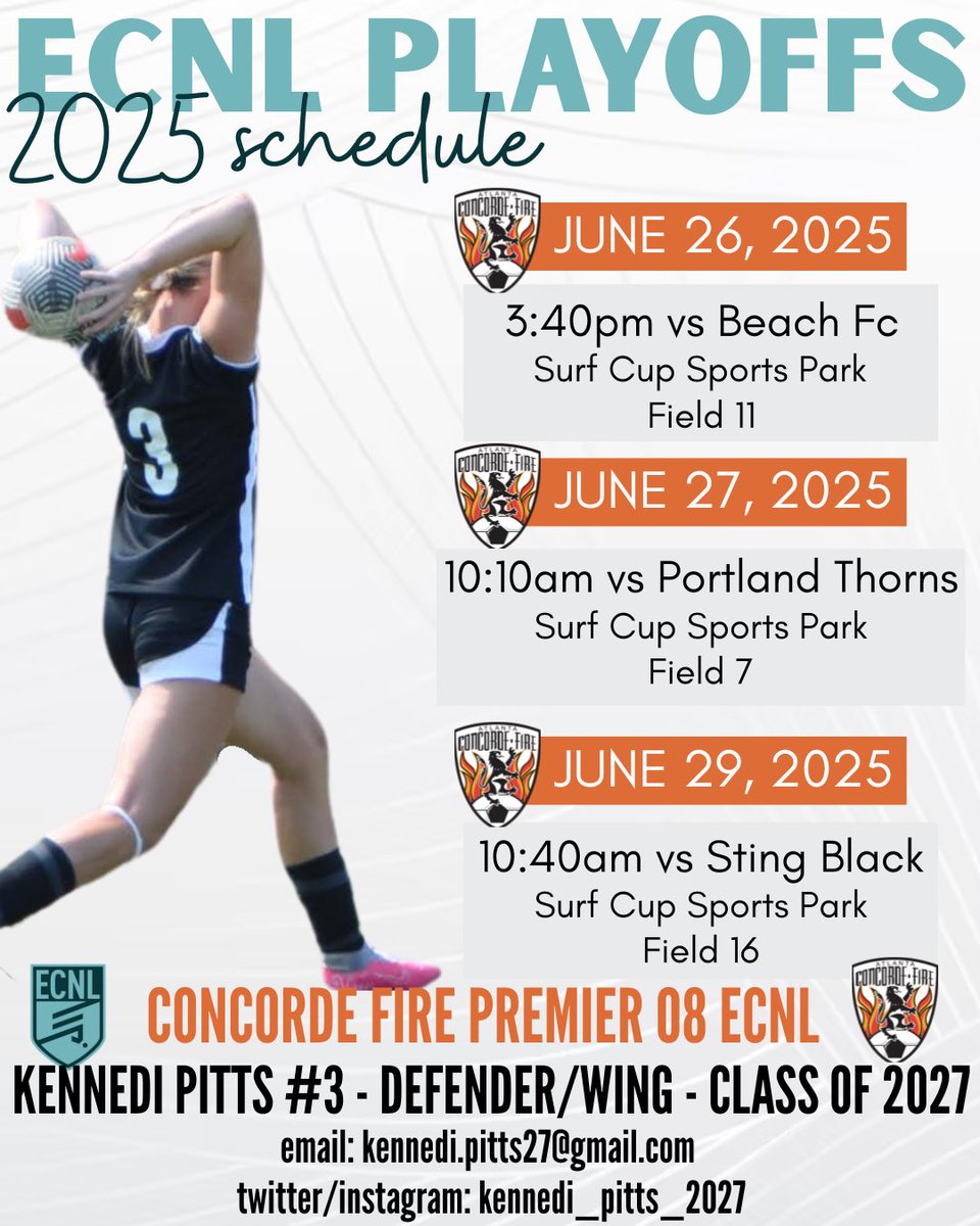 Kennedi Pitts (@kennedi_pitts3) on Twitter photo Schedules have been posted for next week’s ECNL Playoffs in San Diego! Can’t wait to be on the pitch with my team! <a href="/ImYouthSoccer/">ECNL/GA/Recruiting/College Soccer</a> <a href="/ECNLgirls/">ECNL Girls</a> <a href="/ImCollegeSoccer/">College Soccer Truth ™</a> <a href="/ConcordeSoccer/">Concorde Fire Soccer</a> Schedules have been posted for next week’s ECNL Playoffs in San Diego! Can’t wait to be on the pitch with my team! <a href="/ImYouthSoccer/">ECNL/GA/Recruiting/College Soccer</a> <a href="/ECNLgirls/">ECNL Girls</a> <a href="/ImCollegeSoccer/">College Soccer Truth ™</a> <a href="/ConcordeSoccer/">Concorde Fire Soccer</a>