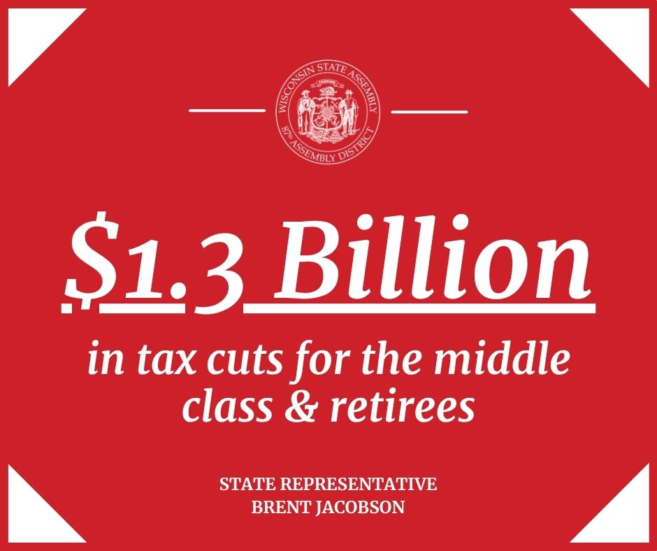 Last week, the Joint Finance Committee passed the Republican tax plan! These targeted tax cuts will bring more than $1.3 billion in relief for middle class families and retirees on a fixed income.

I look forward to seeing these tax cuts included in the budget!