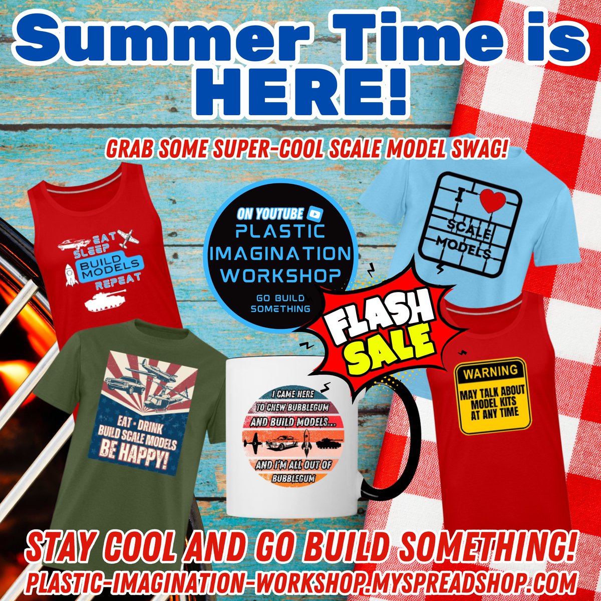 piwytc's tweet image. 🚨 FLASH SALE — JUNE 19 ONLY! 🚨
Save 25% on EVERYTHING: tees, hoodies, mugs &amp;amp; more made for modelers.
🛒 …imagination-workshop.myspreadshop.com
Ends at midnight PST! #GoBuildSomething

#ScaleModeling #ModelBuilder #FlashSale #PlasticImaginationWorkshop