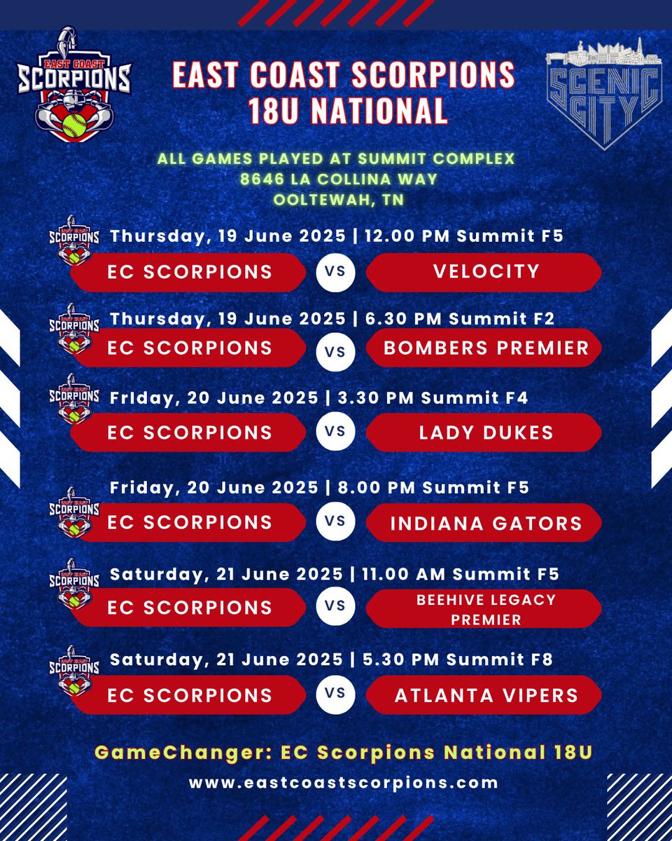 Scenic City here we come! <a href="/ConnectSports_/">Connect Sports</a> <a href="/FallonScorpio/">Fallon Scorpio</a> <a href="/ExtraInningSB/">EXTRA INNING SOFTBALL</a>