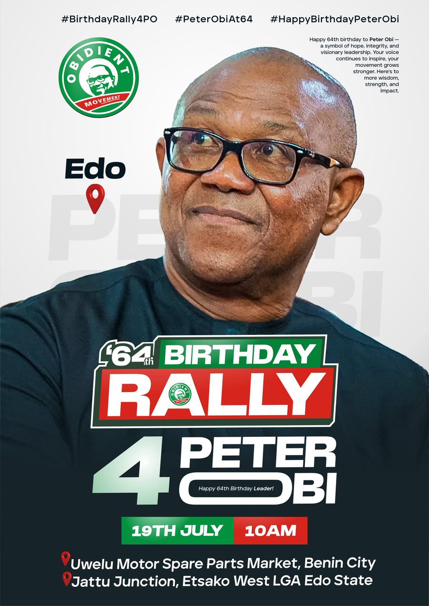 Edo State Benin 
Peter Obi Is Coming 
#PeterObiIsComing