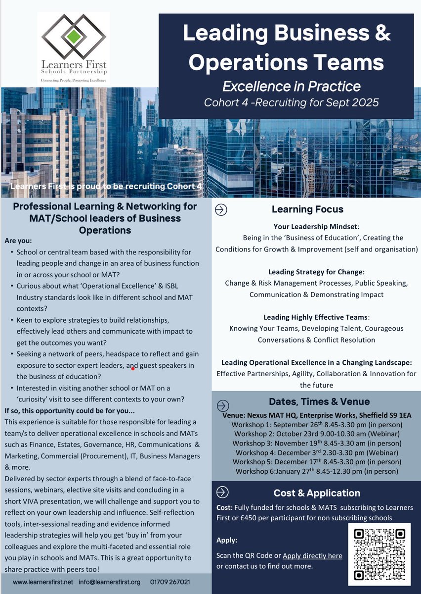 Are you in the 'business of education' striving to deliver operational excellence for educational excellence in your schools and MAT? Is networking, problem solving, public speaking and curiosity visits to other settings of interest? Sept 25. Join us forms.gle/VfgVDVvEZVvNDj…