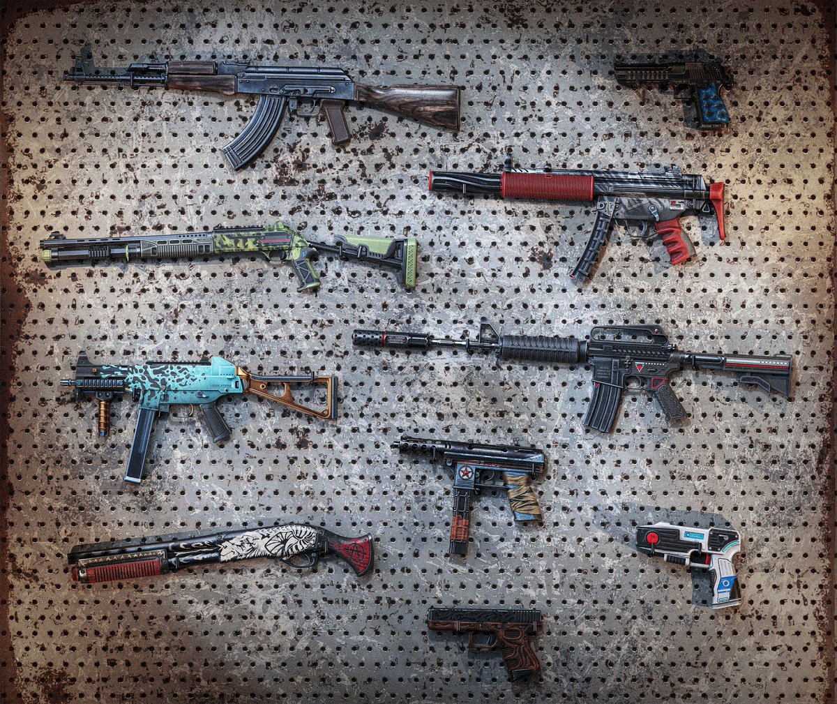 kr1zer's tweet image. Last night I dreamed that I had to edit my Steam profile, so I made this illustration of some of my skins that were made earlier for @CounterStrike