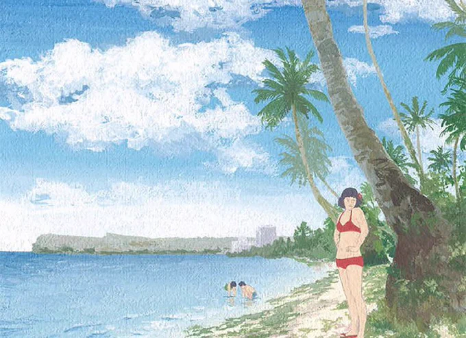 MJ課題「夏」のピックアップは、この3枚でした。 海の絵は、両親が新婚旅行で行ったグアムの写真をヒントに描きました。女の子のイメージは河合なお子ちゃんなんですが、わたしの中で、彼女のカラーイメージは水色なので、だからどうってことはないです。