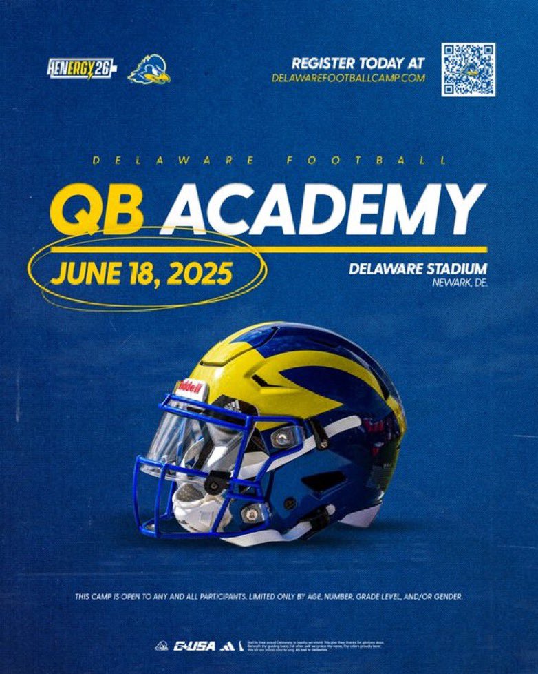 JerekCooper's tweet image. Can’t wait to compete and learn from some great coaches at Delawares QB Academy tomorrow! Thank you for the invite @CoachGoldrich!