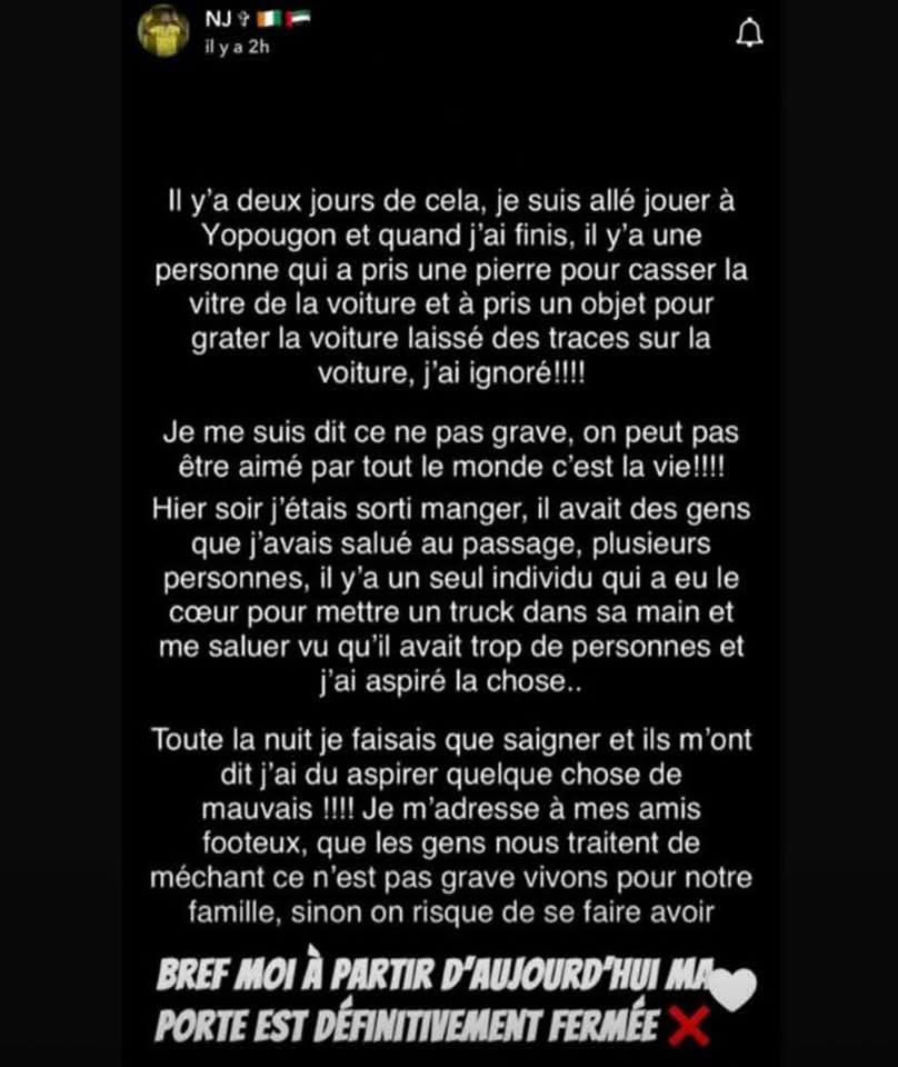 Prom_Ivoire's tweet image. Les gens sont trop méchants 

La longue lettre du footballeur N'Guessan Jean