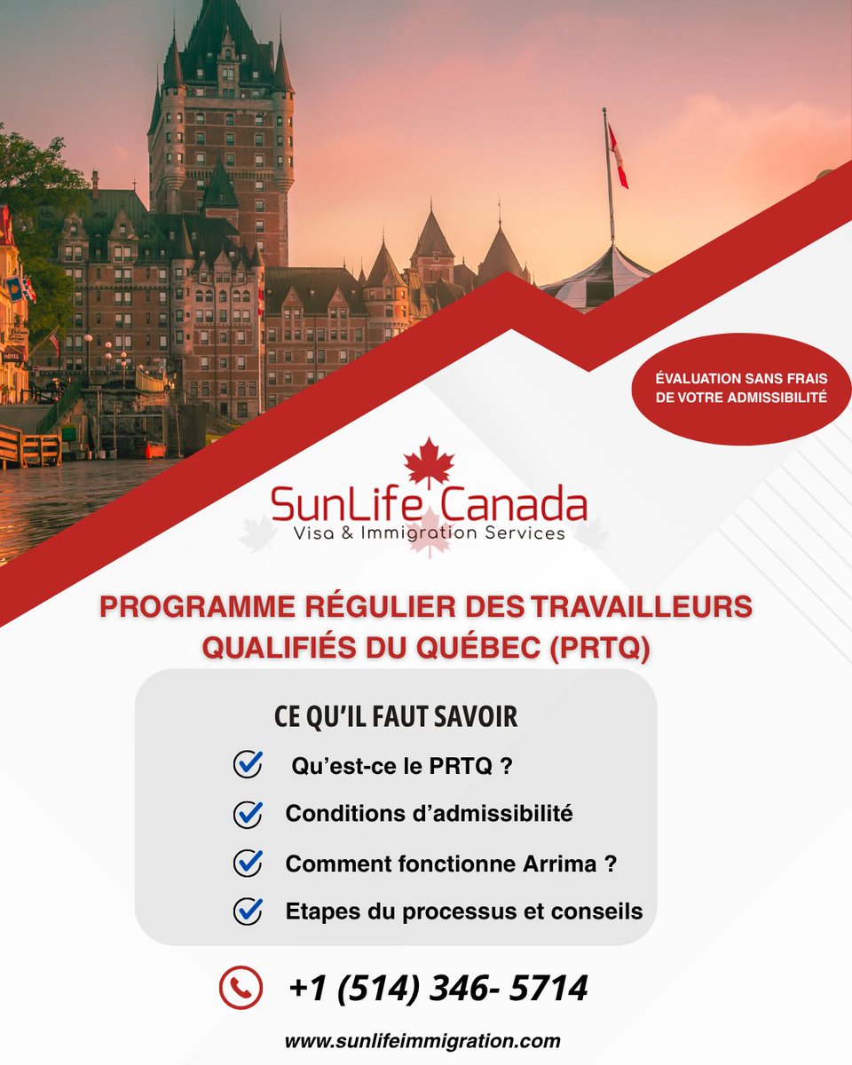 VisaduCanada's tweet photo. 🇨🇦 Vous êtes un travailleur qualifié et rêvez de vous établir de façon permanente au Québec ?📷  https://t.co/qDu17pKY5t
#ImmigrationQuébec #TravailleursQualifiés #PRTQ #Montréal #ImmigrationCanada #RésidencePermanente #CabinetImmigration https://t.co/CswpxyFC1s