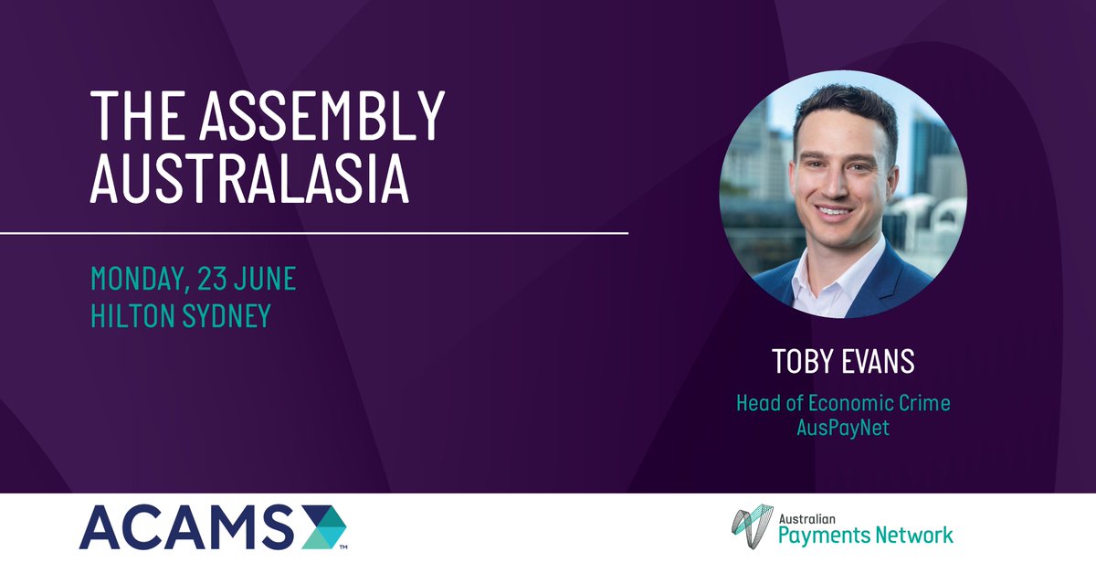 Our Head of Economic Crime, Toby Evans, is speaking at The Assembly Australasia by @ACAMS_aml next week in the session 'AMA: Scorched Earth Approach Taking on the #Fraud Ecosystem'.

acams.org/en/events/the-…

#Payments #Scams #EconomicCrime #PaymentsAustralia #AusPayNet #ACAMS