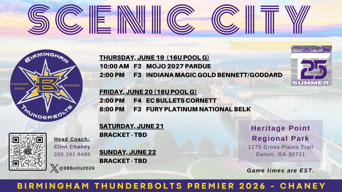 Super excited for our upcoming tournament in Chattanooga this weekend!! Come watch us play at Heritage Point Regional Park 🔥🥎☀️#boltsboom #sceniccity #chattanooga