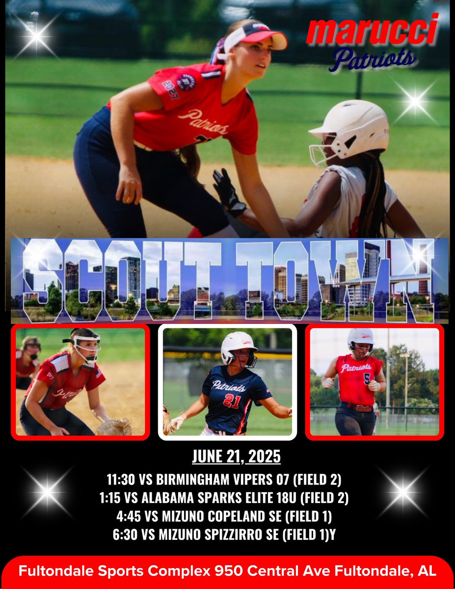 ScoutTown Showcase in Birmingham area this weekend! A whole lot of softball to play! #maruccipatriots