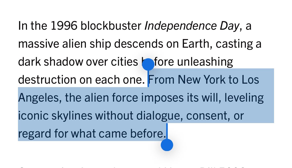 Ah yes, if only the aliens had come before a planning and zoning meeting, then maybe they would have stopped before destroying the planet. Very informative comparison 🤣🤦🏽‍♂️👽