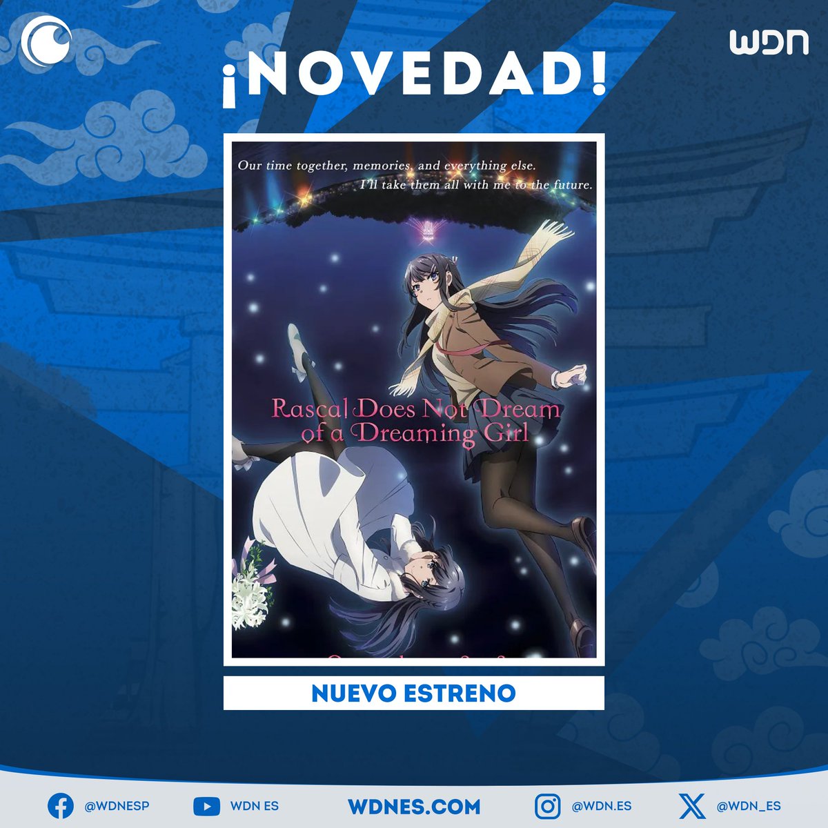 wdn_es's tweet photo. 📺 | Anime
La película "Rascal Does Not Dream of a Dreaming Girl" llega subtitulada el 19 de junio a Crunchyroll. #Anime #Crunchyroll https://t.co/OIRrRpJYAV