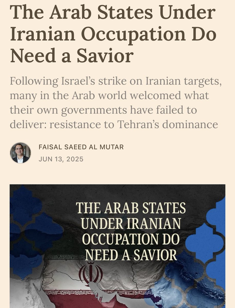 The reaction of many in the Arab world to the escalating Israel-Iran conflict is that of quiet, tacit support.

Iranian-backed militias and political networks have undermined sovereignty and eroded national institutions of Iraq, Lebanon, Syria and Yemen. 

Iran’s regional