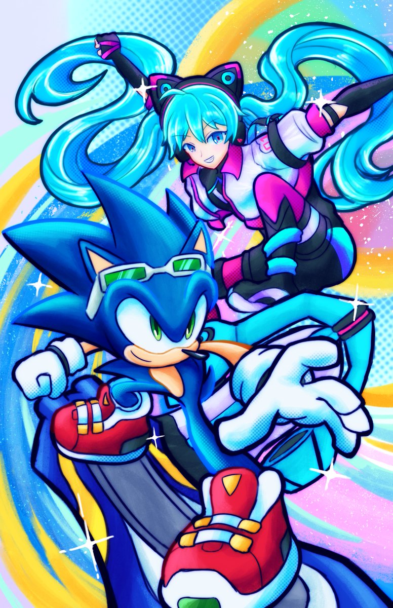 ON YOUR GEAR !! 🌀🎧
#SonicTheHedgehog #HatsuneMiku 
#SonicRacingCrossWorlds #初音ミク