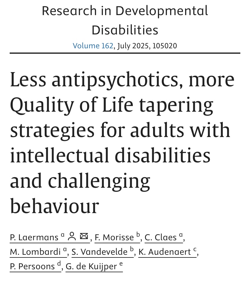 "Tapering antipsychotics in adults with intellectual disabilities improves their Quality of Life."

#MentalHealth #antipsychotics 

ARTICLE LINK: sciencedirect.com/science/articl…