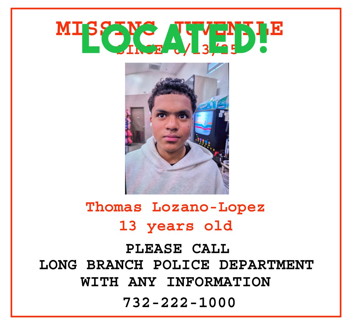 UPDATE! JUVENILE HAS BEEN LOCATED!