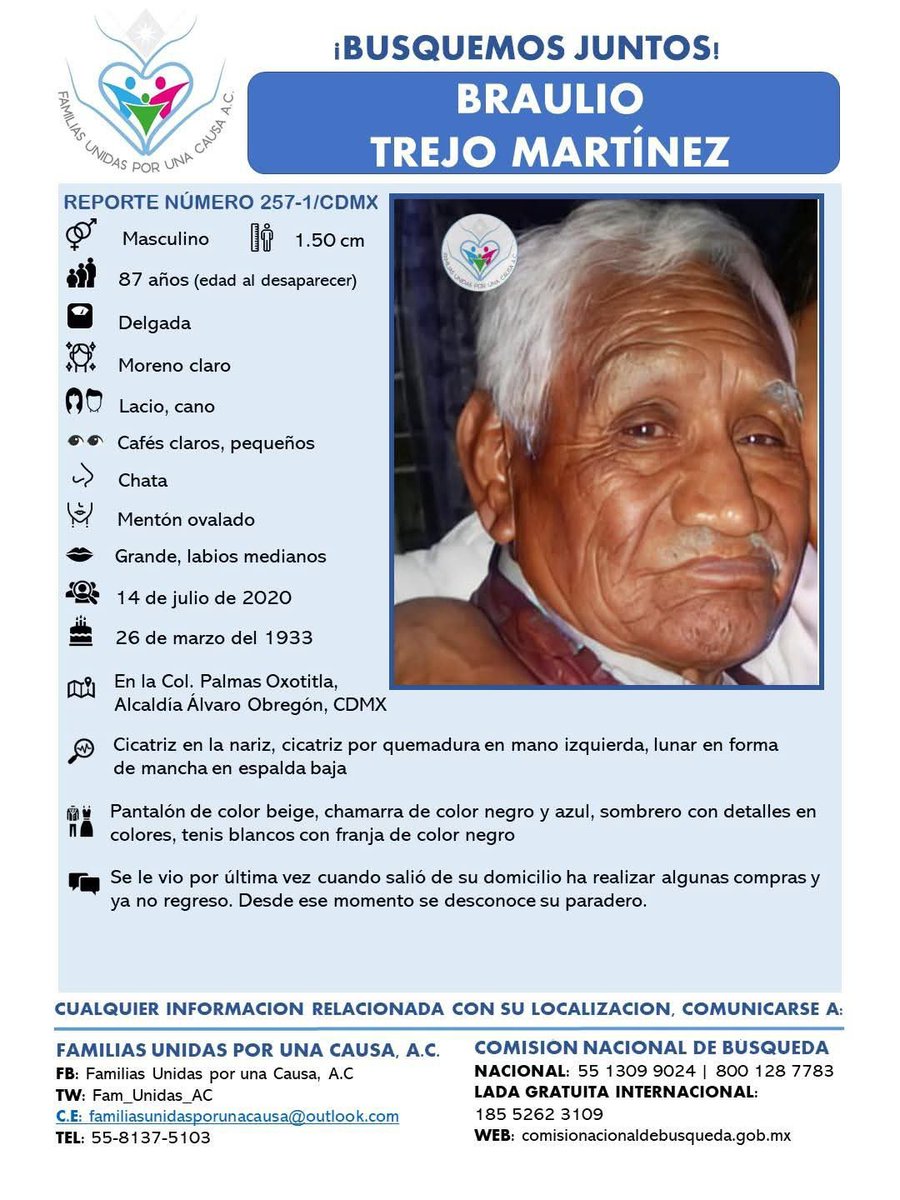 FamUnidasporunacausa (@fam_unidas_ac) on Twitter photo ENCUÉNTRAME
🚨 Soy:BRAULIO TREJO MTZ 📍Lugar: #ÁlvaroObregón #CDMX 📅 Fec.Desap: 14/07/20 <a href="/CI_CDMX/">Centro Informativo CDMX</a> <a href="/elcapipeligro/">El Capitán Peligro SSC-CDMX Reporte Vial</a> <a href="/PrensaCDMX/">CDMX noticias</a> <a href="/Emmanuel_CDMX/">Emmanuel Vargas Bernal</a> <a href="/cdmx_diario/">Diario CDMX</a> <a href="/TeBuscamos2/">Te Buscamos</a> <a href="/MTrejoNFT/">Mary Carmen Trejo</a> <a href="/AtaloMO/">Atalo Mata Othón</a> <a href="/ehiramhurtado/">Hiram Hurtado</a> <a href="/reynaldolopeztv/">Reynaldo López</a> <a href="/RoyCampos/">Roy Campos</a> <a href="/AlcaldiaAO/">Alcaldía Álvaro Obregón</a> <a href="/PamCerdeira/">Pamela Cerdeira</a> <a href="/ERIKCAMACHOTV/">Erik Camacho García 📺</a> ENCUÉNTRAME
🚨 Soy:BRAULIO TREJO MTZ 📍Lugar: #ÁlvaroObregón #CDMX 📅 Fec.Desap: 14/07/20 <a href="/CI_CDMX/">Centro Informativo CDMX</a> <a href="/elcapipeligro/">El Capitán Peligro SSC-CDMX Reporte Vial</a> <a href="/PrensaCDMX/">CDMX noticias</a> <a href="/Emmanuel_CDMX/">Emmanuel Vargas Bernal</a> <a href="/cdmx_diario/">Diario CDMX</a> <a href="/TeBuscamos2/">Te Buscamos</a> <a href="/MTrejoNFT/">Mary Carmen Trejo</a> <a href="/AtaloMO/">Atalo Mata Othón</a> <a href="/ehiramhurtado/">Hiram Hurtado</a> <a href="/reynaldolopeztv/">Reynaldo López</a> <a href="/RoyCampos/">Roy Campos</a> <a href="/AlcaldiaAO/">Alcaldía Álvaro Obregón</a> <a href="/PamCerdeira/">Pamela Cerdeira</a> <a href="/ERIKCAMACHOTV/">Erik Camacho García 📺</a>