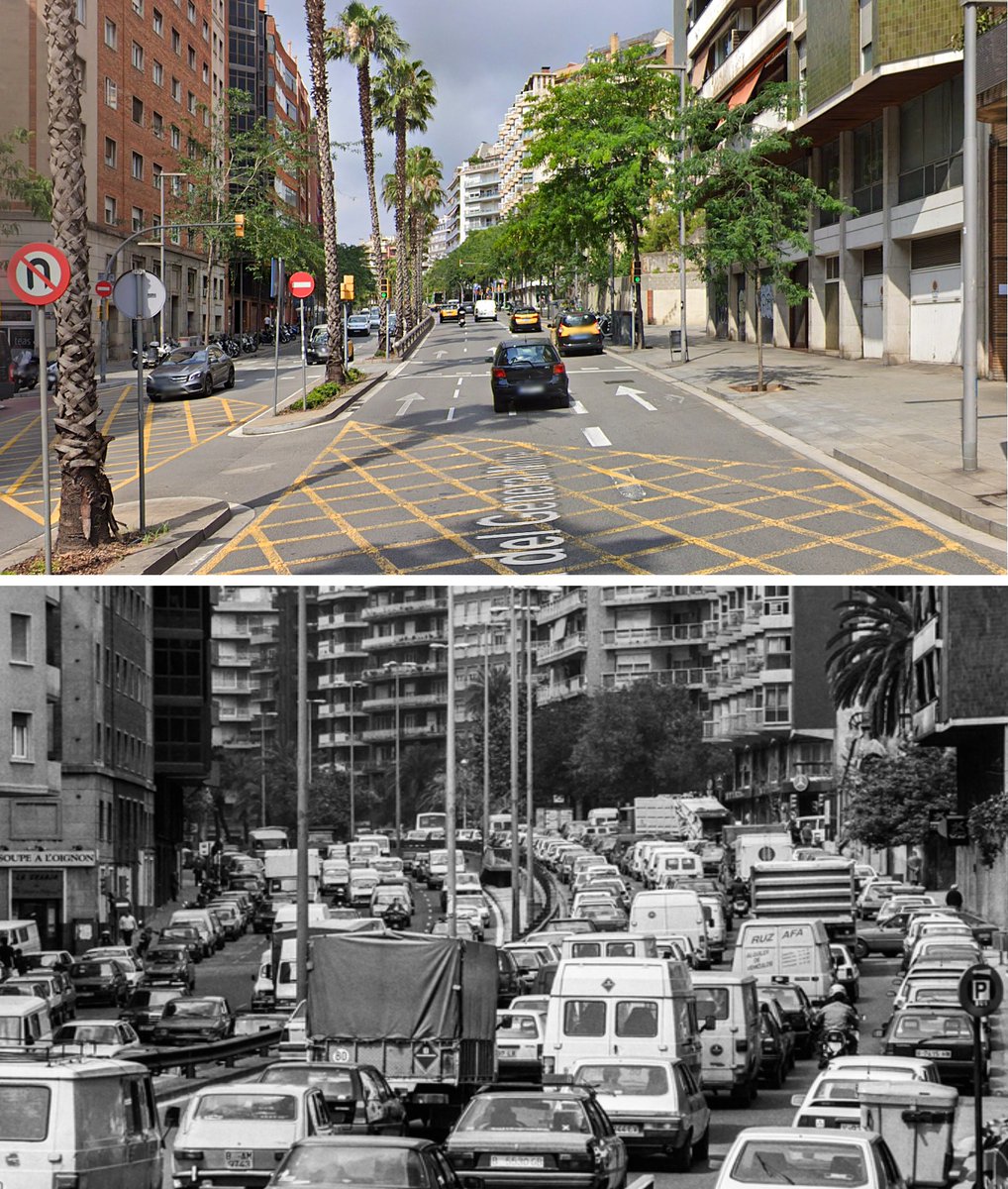 Entre aquestes dues imatges de la Ronda del Mig han passat més de 40 anys. Pareu ja de dir que que hi ha més trànsit que mai, i que és culpa de les bicis, del tramvia o de l'alcalde tal o qual. Pareu amb la demagogia. 🥳
