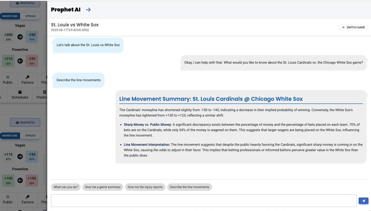 LineProphetLLC's tweet image. It&apos;s so close, and it&apos;s just the beginning. 

I hope y&apos;all are ready for #ProphetAI from LineProphet.com for web and mobile.  

💬 What will you ask?  

Join today and get access to #ProphetAI at no additional charge.  DM for promo codes!

#AI #SportsBetting #LineProphet