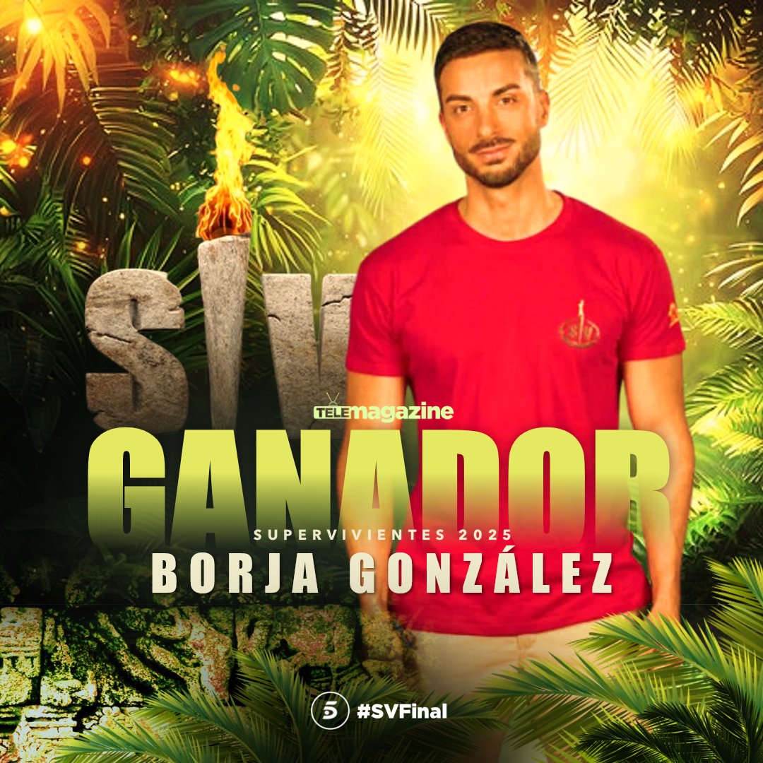 telemagazine (@telemgzn) on Twitter photo ¡¡¡Borja González (<a href="/FBorjaGonzalez/">Borja González</a>) es el ganador de 'Supervivientes 2025'!!! #SVFinal
▪️Consigue la victoria frente a Escassi en una final inaudita e imprevisible #Supervivientes2025 ¡¡¡Borja González (<a href="/FBorjaGonzalez/">Borja González</a>) es el ganador de 'Supervivientes 2025'!!! #SVFinal
▪️Consigue la victoria frente a Escassi en una final inaudita e imprevisible #Supervivientes2025