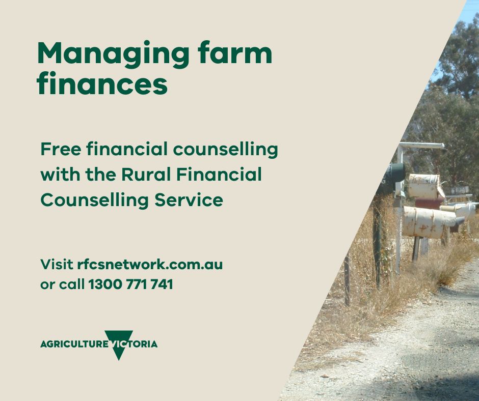 Do you know the Rural Financial Counselling Service offers a free, confidential and independent service to farmers?
 Find out more at rfcsnetwork.com.au call 1300 771 741