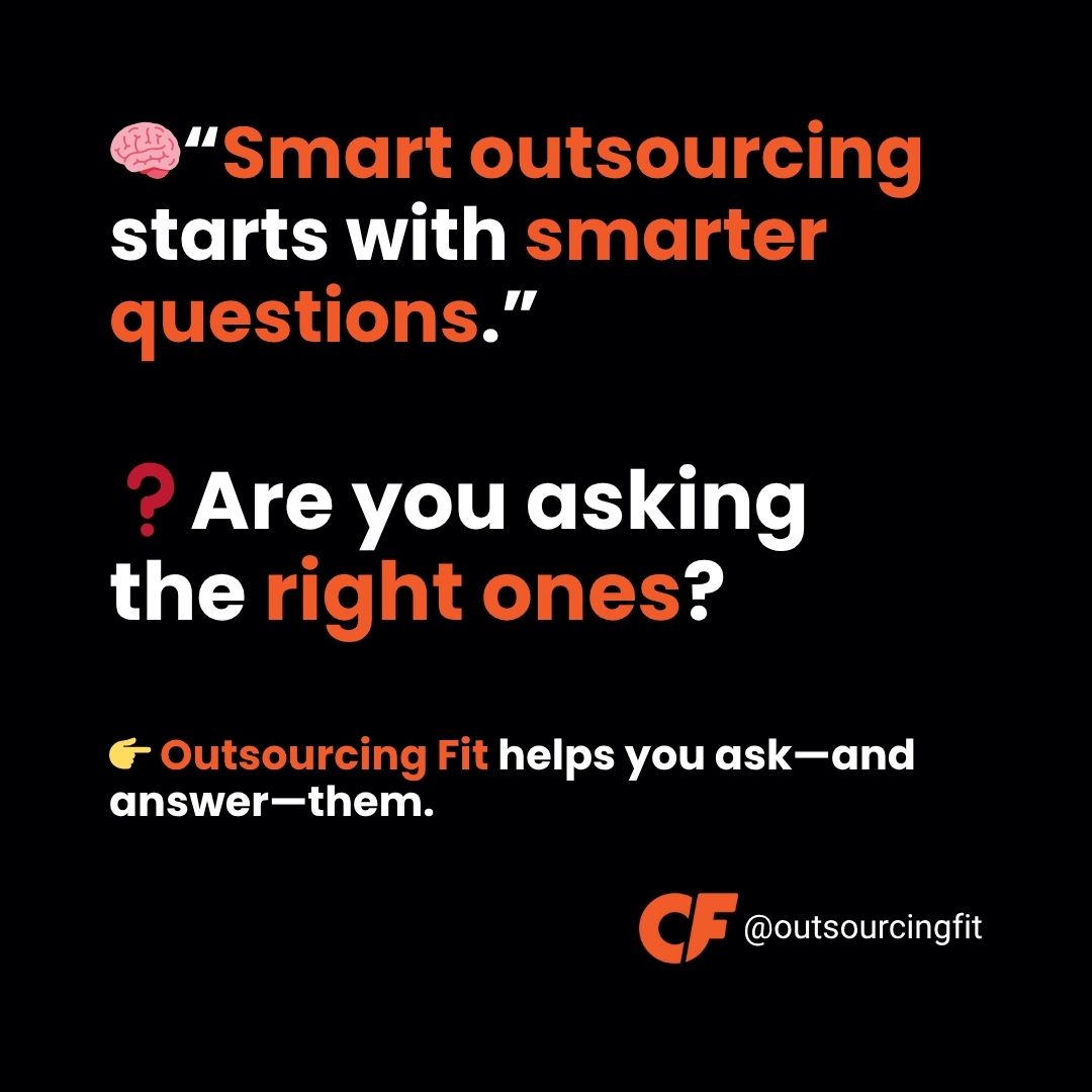 outsourcingfit's tweet photo. Are you asking what really matters before you outsource?

Outsourcing Fit helps you get the answers—and find a partner that fits.
Clarity first. Fit next.

Click the link to learn more! https://t.co/PoawGFr59I
#BPO #BPObroker #BPOdirectory #outsourcing #offshoring #outsourcingfit https://t.co/VzDYQVHWgg